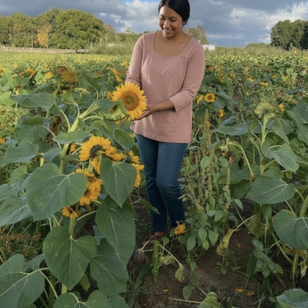 💗Pink Women's Square Neck 3/4 Sleeve Top